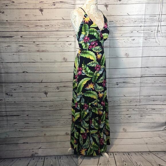 Tropical sleevless maxi dress criss cross straps size medium - Picture 7 of 15